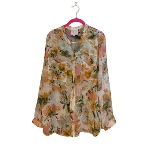 Romeo & Juliet Couture Floral Blouse - Pink and Green